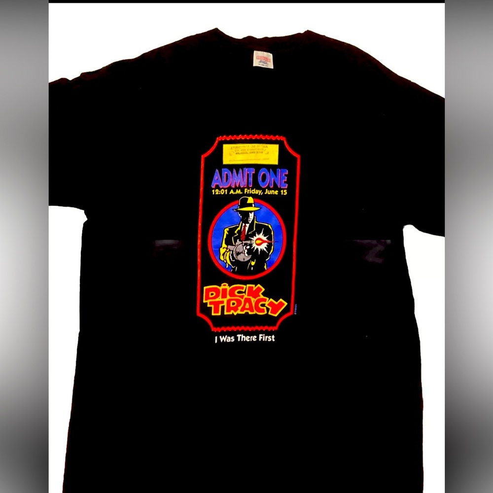Vtg Dick Tracy Opening Night Midnight Screening Promo Tshirt Single Stitch XL